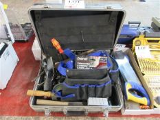 Toolbox & contents to include screwdrivers, chisels, squares and hand tools