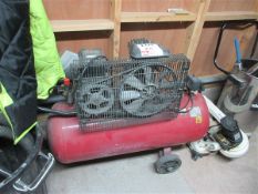 Reciprocating air compressor, mounted on horizontal air receiver