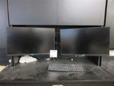 Two Acer monitors and stand, with keyboard & mouse