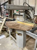 Stromab US12 heavy duty circular cross cut saw, with adjustable head and in/out feed conveyors A ‘