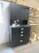 Black mobile drawered workstation (excluding contents) height 2030 x width 1000 x depth 620mm (