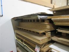 Seventeen one sheets of various sized and finished MDF & chipboard, approx 1.2 x 2m