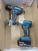 Makita DHP482 drill and Makita impact driver with battery