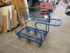Metal 6-wheeled board trolley and basket