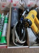 Four sets of scissors and one iron