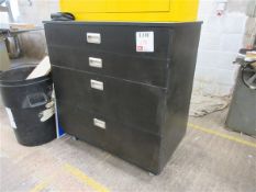 Black mobile 4-drawer cabinet height 1090 x width 1010 x depth 600mm (Please note: collection on
