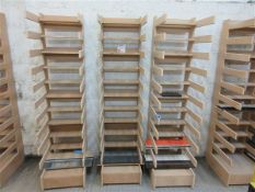 Three wooden framed drying racks height 2000mm x width 490mm x depth 590mm