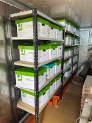 Three bays of boltless adjustable racking height 2000 x width 1220 x depth 480mm (excluding