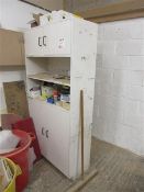 Cabinet and contents to include dowels, sandpaper etc., height 1730 x width 1000 x depth 340mm