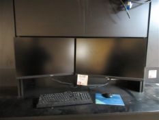Two Acer monitors and stand, with keyboard & mouse