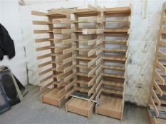 Three wooden framed drying racks height 2000mm x width 490mm x depth 590mm