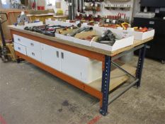 Boltless adjustable workbench with undercounter drawers & drawer contents (excluding cabinets on