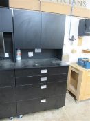 Black mobile drawered workstation (excluding contents & monitors) height 2030 x width 1000 x depth