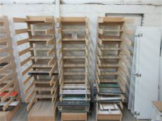 Three wooden framed drying racks height 2000mm x width 490mm x depth 590mm
