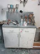 Three mobile stainless steel topped drawered workstations (excluding contents)