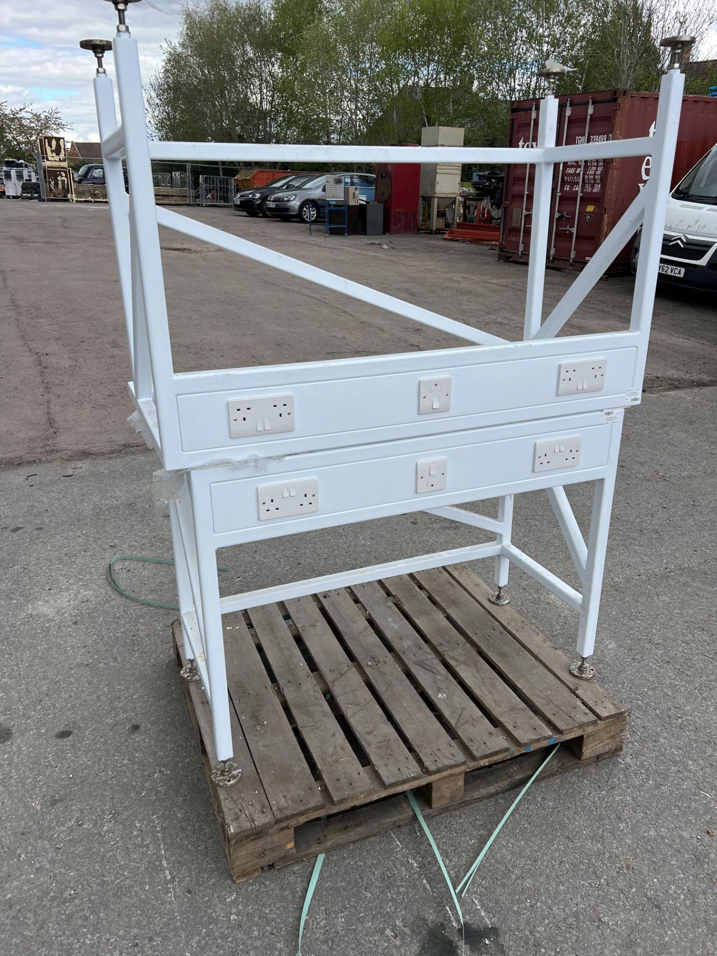 Two metal workstation base stands tables with electric socket points, 1 - W:1200 x D:740 x H: - Image 2 of 5