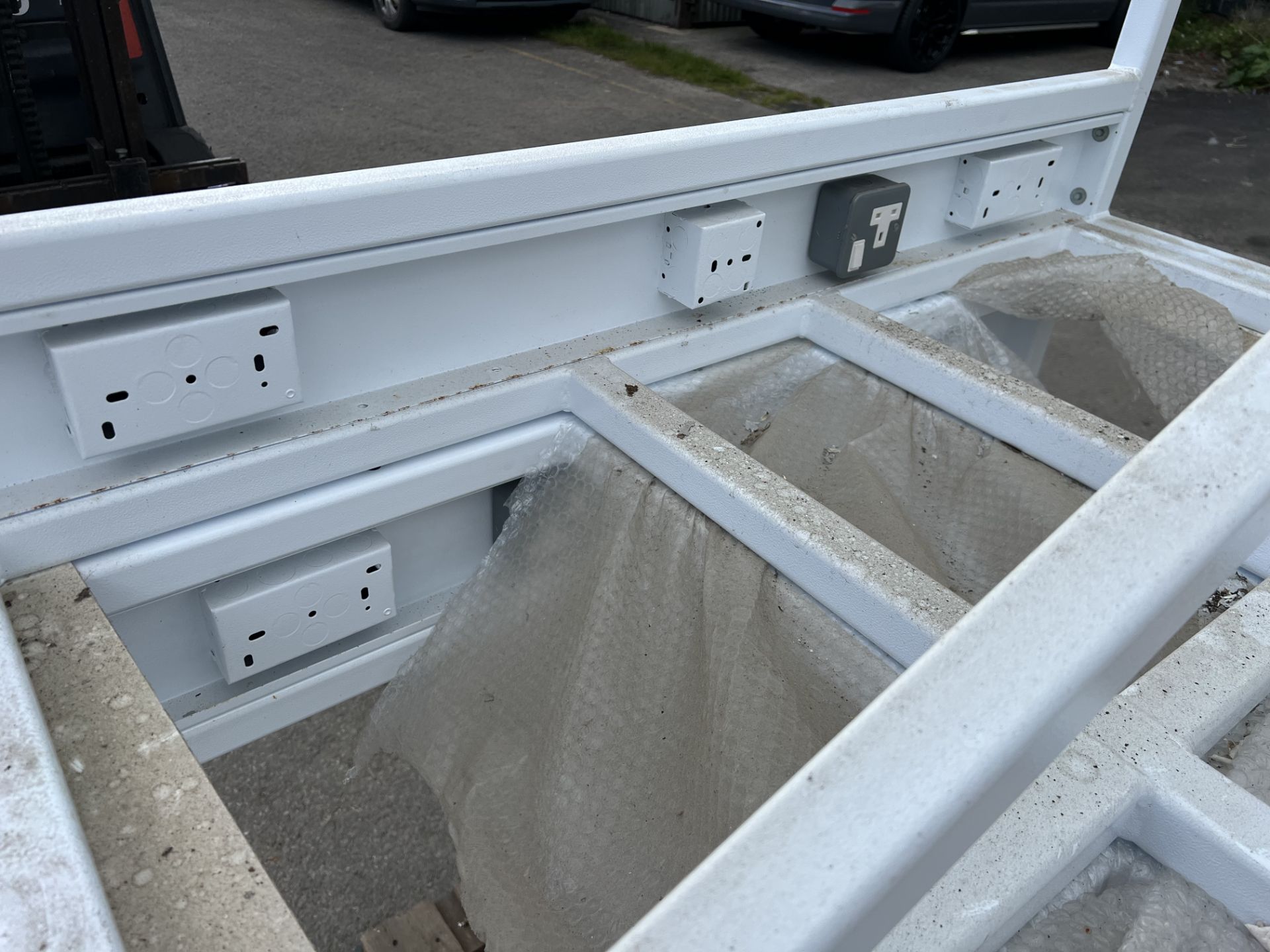 Two metal workstation base stands tables with electric socket points, 1 - W:1200 x D:740 x H: - Image 3 of 5