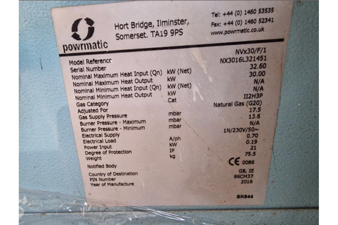 Powermatic Industrial Gas Heater NVx30/F/1 - Image 7 of 8