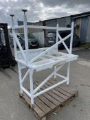 Two metal workstation base stands tables with electric socket points, 1 - W:1200 x D:740 x H: