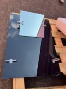 Vintage Art Deco Bathroom Wall Mirror on black glass surround brush & cup holder