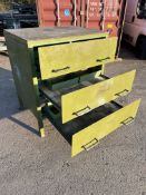 Steel 3 drawer tool cabinet 108cm long x 83 cm wide x 123cm high