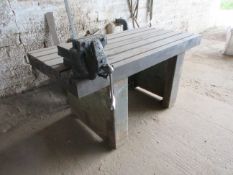 T slot welding table, size 6ft x 3ft with Record 114 heavy duty 8