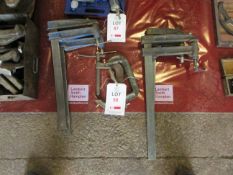 Four F clamps and two G clamps