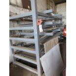 Freestanding 6 shelf box section storage rack, size 3.3 x 1.3m x 2050mm with contents of assorted