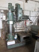 Ajax radial arm drill, with slotted box table, 30