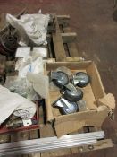 Miscellaneous lot to include trolley casters, thread repair kits, LED beacon, shut off valves