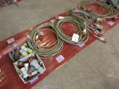 Six various length 3 phase extension leads and two boxes of various connectors