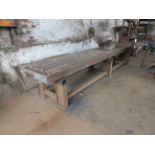 T slot welding table, size 15ft x 3ft with 5" bench mounted vice