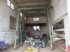 A H Allen & Co 'A' frame mobile gantry crane, serial no. 6082, SWL 2 tonne, with chain operated