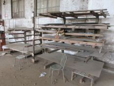 Two freestanding metal framed single sided storage racks sizes 1.7 x 1.1 x 2.2m and 1650mm x 1.2 x
