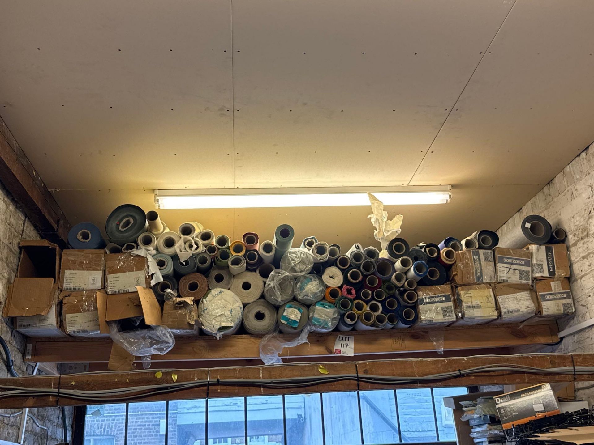 Assorted book jacket material rolls approx. 120 assorted, buckram, silks, faux, leathers, vinyls,