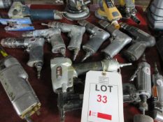Quantity of assorted pneumatic tools including jigsaw, sanders, drills, reciprocating saw etc.