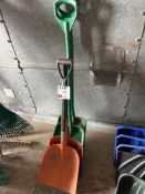 Four various large plastic shovels