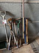 Twelve various gardening tools as lotted