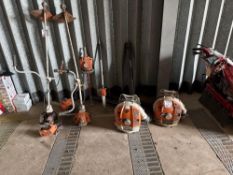 Various Stihl petrol driven garden tools suitable for spares and repairs