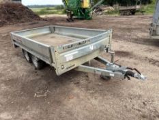 Brian James type P-CA-T-145-1 twin axle flat bed trailer max capacity 2000Kg