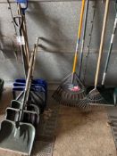 Seven snow shovels