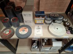 Contents of bay to include various sanding discs and flap discs