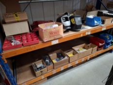 Contents of bay to include welding curtains, masks, lenses etc