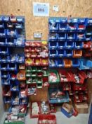 Linbin wall rack and storage including contents, various mig welding supplies