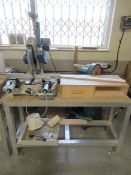 Omega MEC 300 ST mitre cut off saw, serial no. 703.131, 2 x pneumatic clamping stations with work