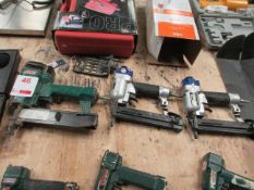 Four various pneumatic nailers