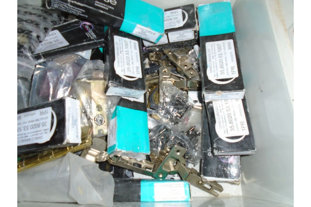 Box of various door furniture including lock, hinges and mortice lock - Image 2 of 2