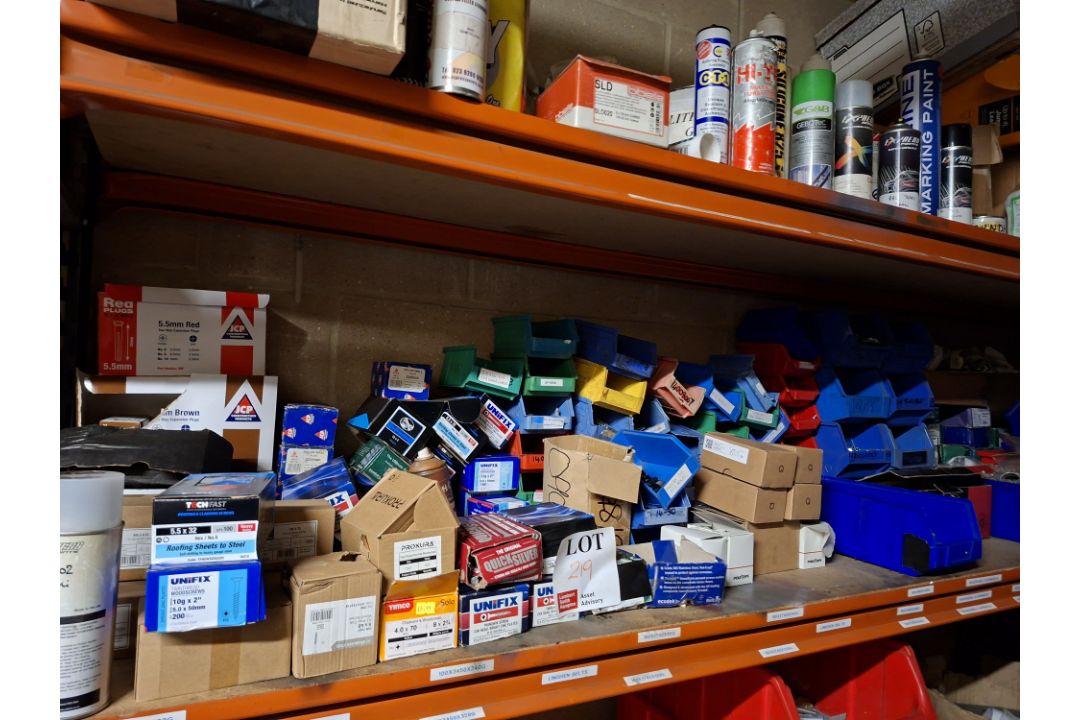 Contents of shelf to include various well plugs, screws, polytop bungs, electrodes, plasstic storage - Image 1 of 6