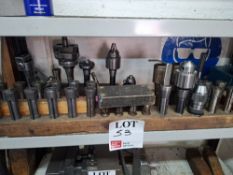 Quantity of various tool holders, jacobs chucks and collets