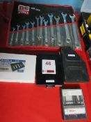RS Pro spanner set, Gunpla BSP pipe tap sets, jigsaw blades, M3 thread repair kit etc